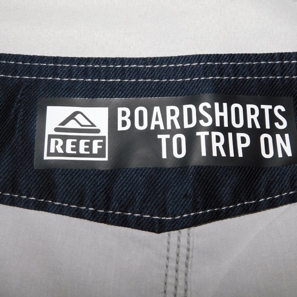 REEF Mens 38 Striped Gray Orange Blue yellow unlined Board Shorts - Picture 3 of 9